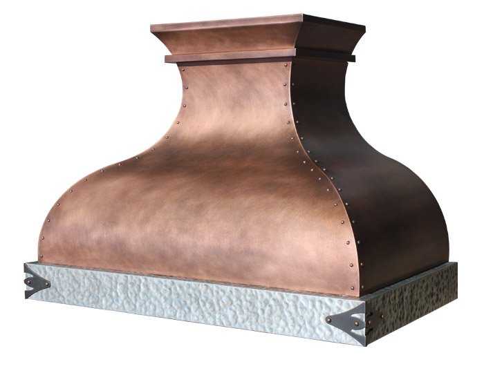 Arabella Range Hood with Hammered Zinc Apron