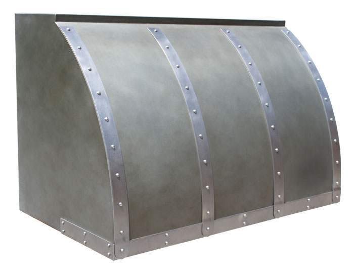 Barrel Range Hood in Medium Antique Zinc
