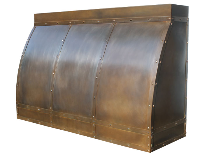 Barrel Range Hood in Antique Rust Steel Patina