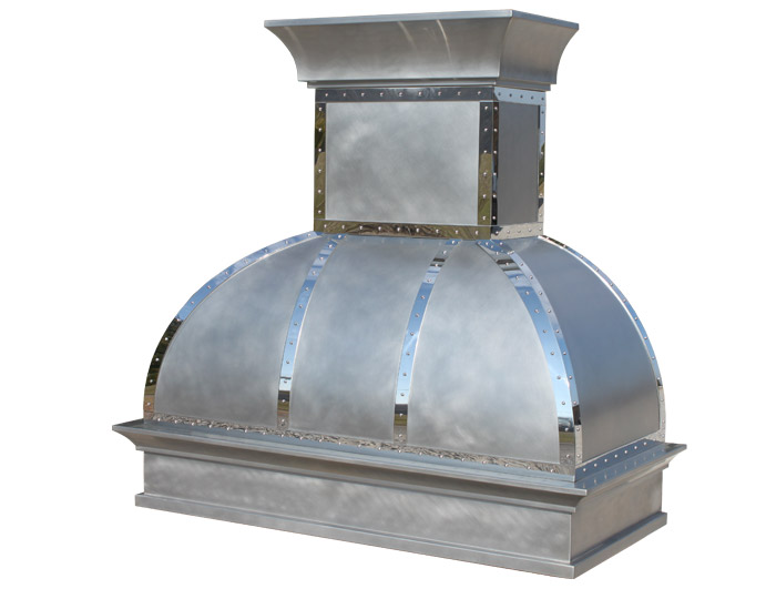 ClassicDome Range Hood with Mirrored Stainless Steel Straps