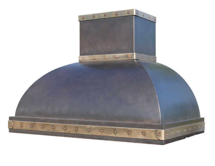 Classic Dome Range Hood with Antiqued Stainless Steel Straps
