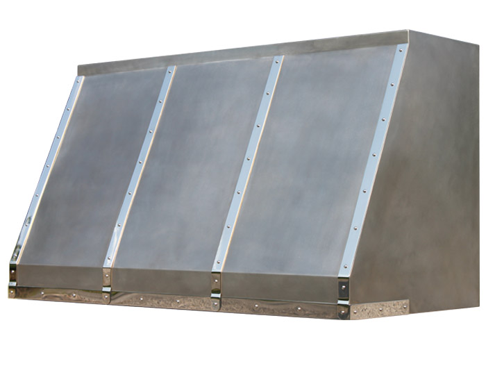 Heritage Range Hood with Mirrored Stainless Steel Straps