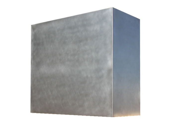Custom square range hood in stainless steel