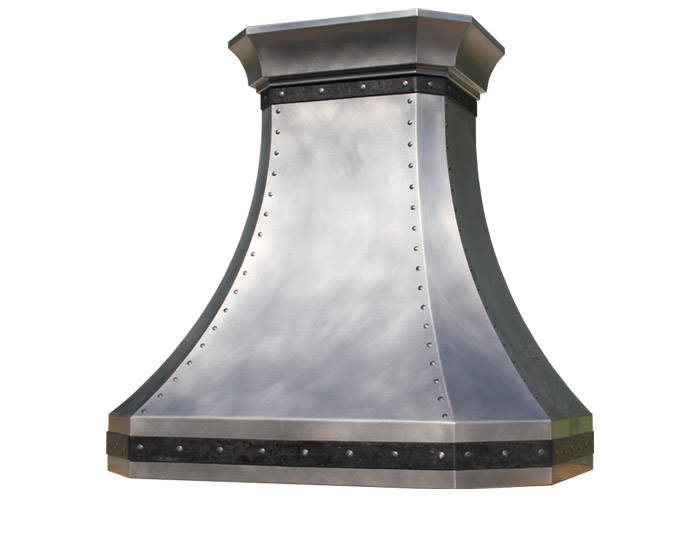 Mitered Sweep Range Hood with Forged Steel Straps