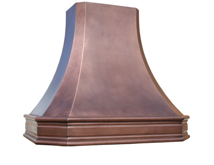 Mitered Sweep Hood in Medium Antique Copper
