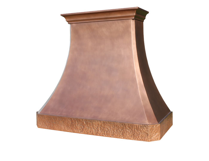 Mitered Sweep Range Hood with Hammered Apron