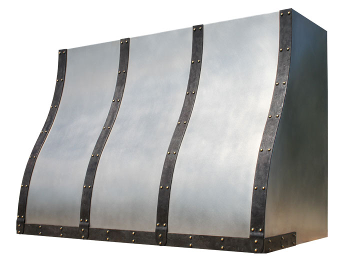 Custom Ogee Range hood with Forged Steel Straps