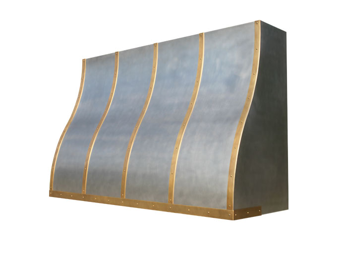 Ogee range Hood with Light Antique Brass Straps