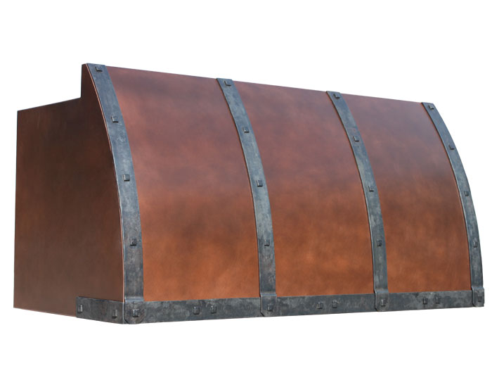 Barrel Range Hood in Medium Brown Copper